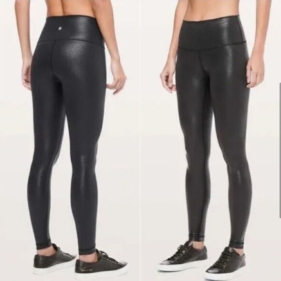 Lululemon Wunder Under Shine Tight Legging Matte Black Foil - Picture 1 of 13